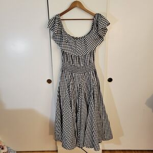 Chelsea & Theodore Black and White Checkered Midi Dress